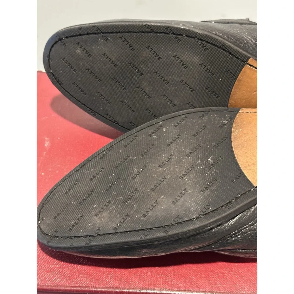 Bally Webb Loafers Men's 9 1/2 US Black Grained Leather